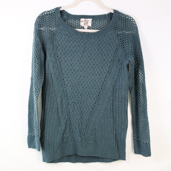 Hippie Rose Open Knit Green Sweater NWOT - Picture 1 of 2